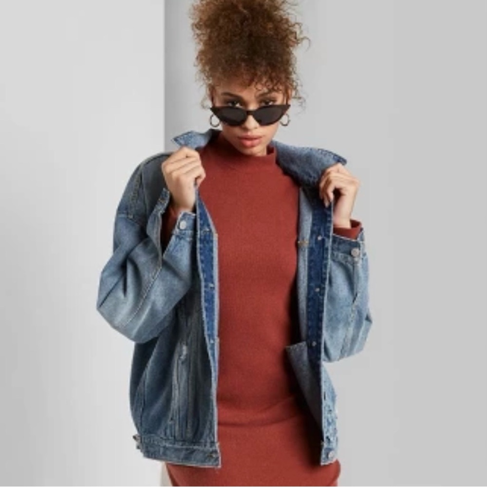 Wild Fable Oversized Denim Distressed Jacket